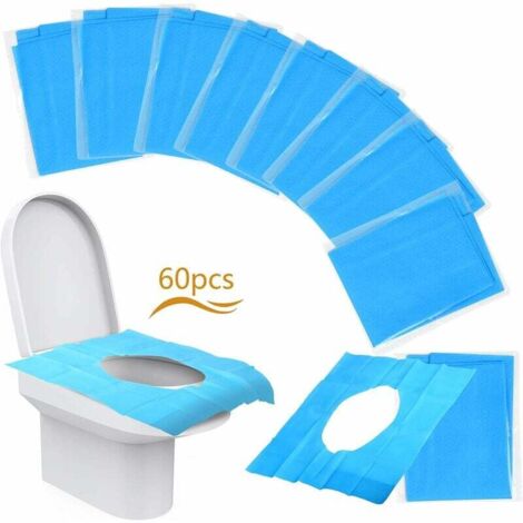 60 Pcs Protection Cuvette de Toilette Jetable Protège Abattant WC Publique Antibactérien pour Hôtel Park Housse Siège de Toilettes pour Voyage Emballage Individuel (1/5)