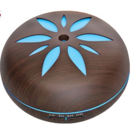 Humidificateur ultrasonique d'atomiseur de diffuseur d'aromathérapie de 550ML brun foncé, bande lumineuse d'aromathérapie d'huile d'aromathérapie d'humidificateur d'intérieur 7 couleurs LED bois foncé (1/4)