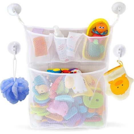 Organisateur de jouets de bain - Filet pour jouets pour bébé + 4 crochets collants solides gratuits