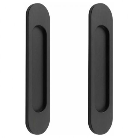 Poignées de porte coulissante ovales auto-adhésives en alliage d'aluminium noir mat, 2 pièces, sans poinçonnage pour portes coulissantes, fenêtres d'armoire 148cm (1/5)
