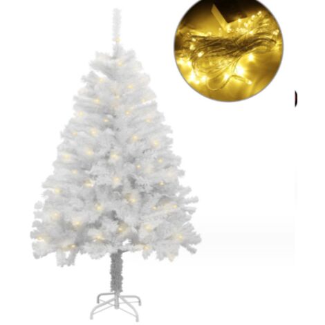Sapin artificiel blanc illuminé de 45 cm, sapin de Noël blanc canadien à charnière de haute qualité, sapin blanc, léger, facile à assembler, avec support de sapin de Noël en métal (1/5)