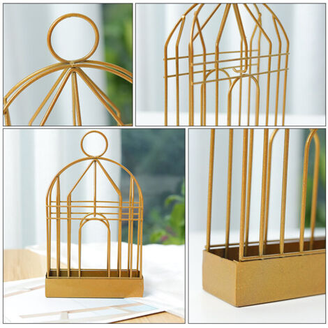 Support Bobine de Moustique, Fer Rétro Anti Moustique Porte Encens, Mosquito Brûleur d'encens, Anti Moustique Spiral Holder en Métal avec Poignée - Conception de Cage à Oiseaux,Doré (1/5)