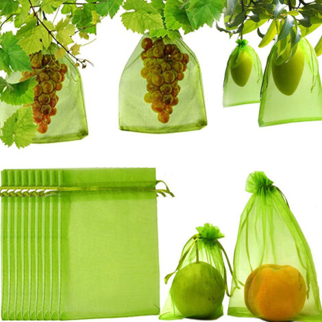 100 Pièces Sachet Protection Raisin, Jardin Plant Fruits Protection Sac, Cordon Filet Sac Insectes, Sac De Protection Fruits, Jardin Protéger Sacs pour Potéger Les Grappes Frelons Et des Oiseaux (1/5)