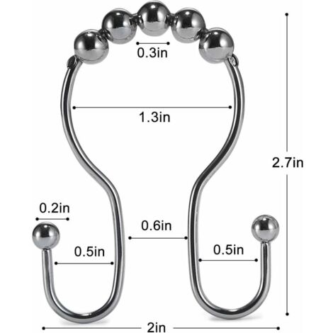 Crochets De Rideau De Douche En Acier Inoxydable 304 - Lot De 12 Anneaux Anti-Rouille Avec Roulettes à Billes - Glisse Silencieuse SMJ Concept