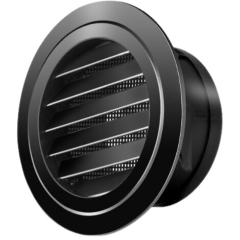 Grille de ventilation ronde, version à persiennes inclinées, pour cuisines, salles de bains, pour ouvertures de 200 mm de diamètre, noire (1/3)