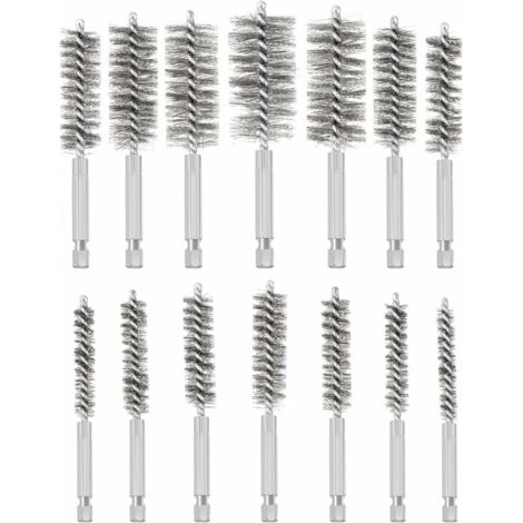 Brosse Metallique pour Perceuse, 14 Pièces Brosse de Trou en Acier Inoxydable, Différentes Tailles Brosse de Nettoyage en Acier Inoxydable pour éliminer Vieille Peinture et Rouille (1/5)