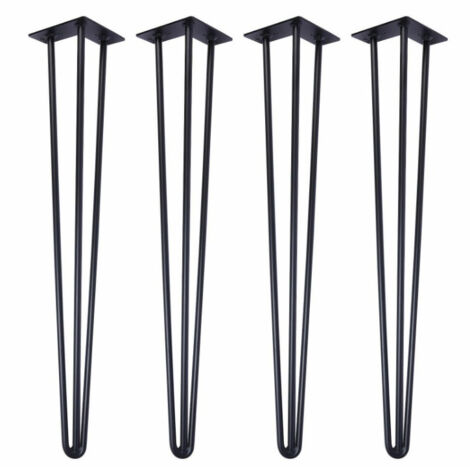 4pcs 20 cm(noir) Pieds Epingle DIY Pieds pour Table Pied de Chaise avec 20 Vis + 4 Protège Pieds (1/5)