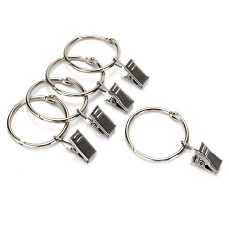 10 Anneaux pour Rideaux avec Pince ø intérieur 32 mm Coloris - Nickel satine (1/3)