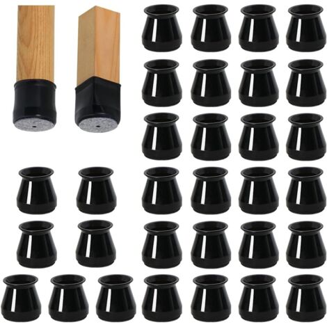 32 pièces noir Protection Pied de Chaise Silicone, Petit Patin de Chaise, Protections de Sol en Silicone pour Pieds de Chaise avec Patins en Feutre, pour sols en Bois Dur et carrelage (1/5)