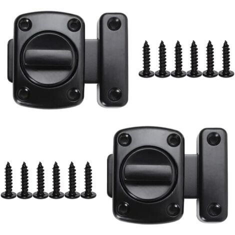 (Noir) 2 Pièces 42x30mm Loquet de Porte Sécurité Rotatif Serrure de Verrou de Porte Loquet Porte en Alliage de Zinc Serrure de Porte Tournante avec Vis pour Porte d'armoire de Porte de Salle de Bain (1/5)