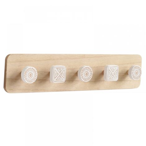 Serbia – Patère murale en bois nordique minimaliste 48x10cm – Crochets en fer pour manteaux – Décoration moderne pour entrée (1/5)