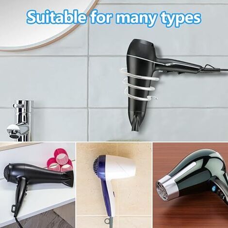Support Mural Pour Sèche-Cheveux Et Lisseur En Acier Inoxydable SUS304 - Sans Percage, Organisateur Salle De Bain Multifonction