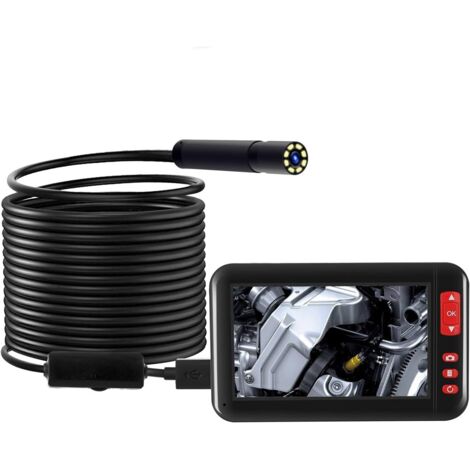 Endoscope industriel MASO 10M 4.3"écran LCD couleur F200 caméras d'inspection endoscope étanche 1080P HD avec sonde à 8 LED USB rechargeable (1/5)