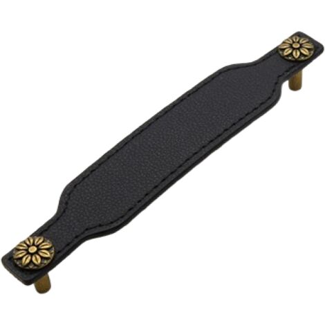 Lot de 4 148 x 28 mm Poignée Cuir Meuble Porte poignées meubles en cuir noir avec vis pour armoires, tiroirs, cuisines et portes, d'armoire, Poignées Placard Cuisine Chambre