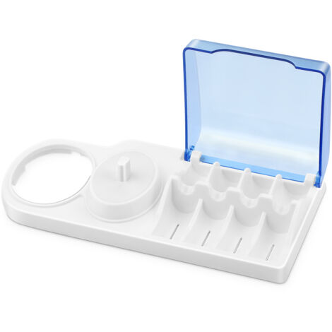 1PC Support Porte-Brosse à Dents Compatible avec La Pièce à Main De Brosse à Dents électrique Oral-b, Support pour 4 Brosses à Clip, Chargeur Et Brosses à Dents électriques - Bleu (1/5)