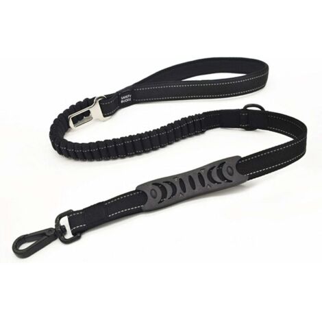 Laisse Chien Anti Traction Laisse de Sécurité Voiture pour Chien Petit Moyen Gros en Nylon Solide Réfléchissante(110CM Noir) (1/5)