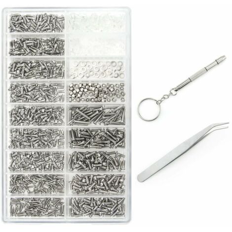1000 Kits de Réparation de Lunettes à Vis Micro, avec un Brucs et un Tournevis, pour Lunettes, Lunettes de , Montres (1/5)