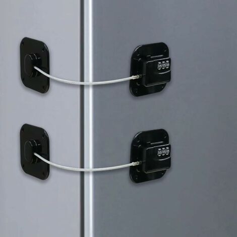 Noir 2 Serrure Frigo avec Code, Cadenas Frigo pour Enfants, Adhésive Verrou de Réfrigérateur à Combinaison, Securite Bloque pour Porte Frigo Fenêtre Placards Armoires (1/5)