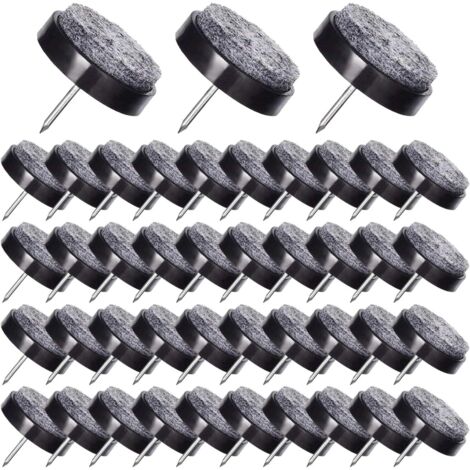 50 pièces Nails patins pour meubles patins en feutre noir 17 mm avec boîte de rangement pour meubles, chaises, tabourets et pieds de table en bois (noir)