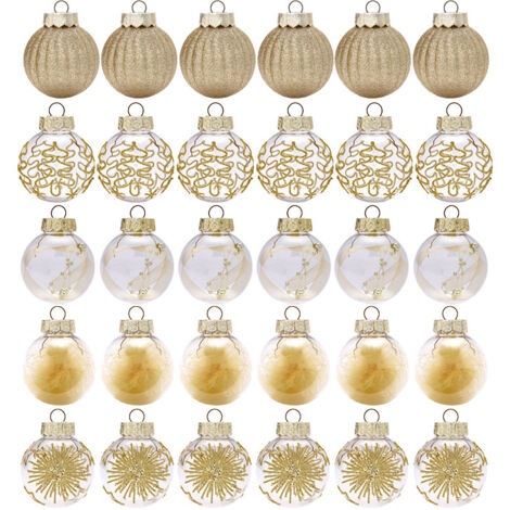 Boule De Noel Rouge Et Or Decoration Noel Sapin 6cm 30pcs