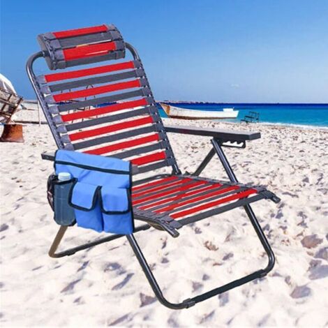 (bleu)Chaise de camping Sac suspendu Accoudoir Organisateur latéral Plage Multi Poches Organiser Fauteuil Tote Épaule à côté de La pochette de rangement Pour la pêche en plein air Plage