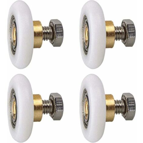Rouleau de porte de douche 27mm, Rouleau Roulette Roue pour Porte de Douche Roulettes Coulissantes Porte Roue de Remplacement pour Rouleau 4 pièces (27MM) (1/5)
