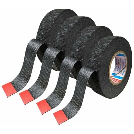 Ruban adhésif pour électricien,Faisceaux de Câbles en Ruban Adhésif Ruban de Harnais Résistant à la Chaleur Ruban Adhésif en Tissu Industriel Faisceau de Câbles, 4 Rouleaux (19 mm x 15 m) (1/5)