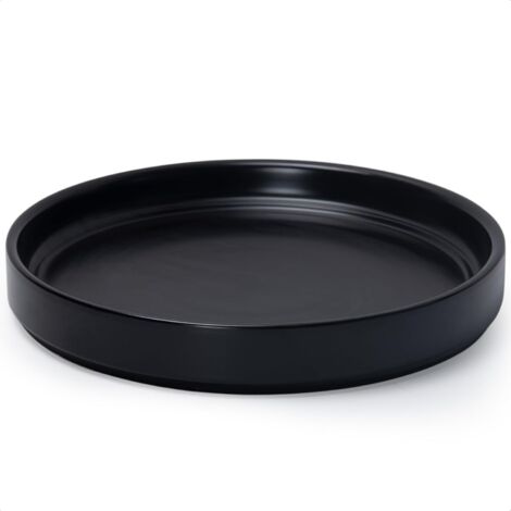 Pot de fleurs en céramique noir de 25 cm de diamètre extérieur, adapté aux bacs à fleurs d'intérieur et d'extérieur, 1 pièce (1/5)