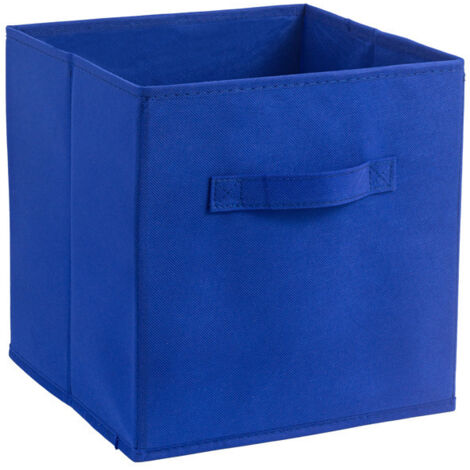 Boîte de rangement pliable en tissu bleu, 30 cm de large x 30 cm de long x 30 cm de haut, sans couvercle, type tiroir, 1 pièce (1/5)