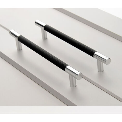2 pièces de poignées en alliage d'aluminium noir et argent avec un espacement des trous de 192 mm, adaptées aux bureaux, tiroirs et armoires (1/5)