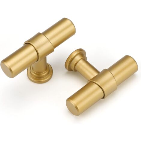 Lot de 2 poignées de meubles dorées pour armoires, tiroirs de cuisine, trou unique, alliage d'aluminium et alliage de zinc avec vis (1/5)