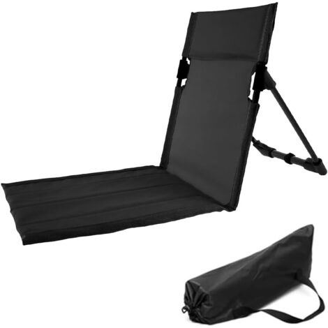 Chaise pliante 39,5 x 38,5 x 41,5 cm en tube d'aluminium noir avec dossier, idéale pour pique-nique sur la plage ou la pelouse, 1 pièce (1/5)
