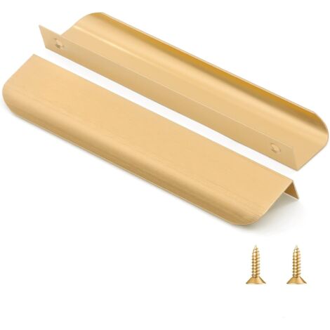 Lot de 2 poignées de placard de cuisine dorées en alliage d'aluminium, distance entre les trous 320 mm avec vis (1/5)