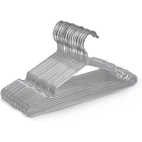 Lot de 20 cintres en métal recouvert de caoutchouc gris de haute qualité, 30 x 17 x 0,35 cm, gain de place pour les armoires (1/5)