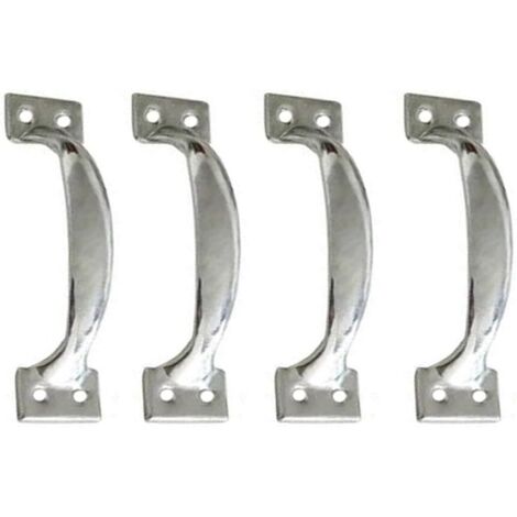 Lot de 4 poignées de porte de grange vintage pour armoires de cuisine, centre du trou : 101 mm, fer argenté (1/5)