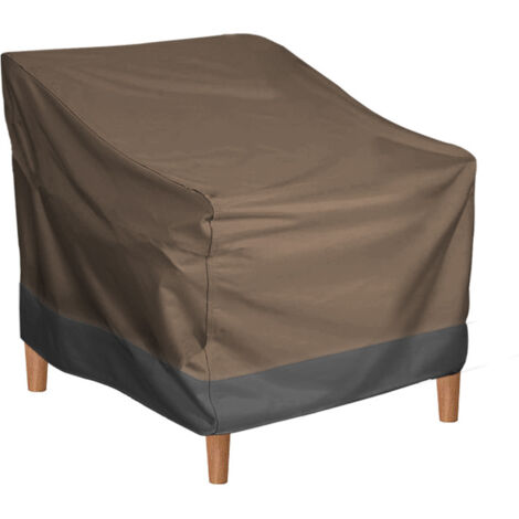 Housse de canapé pare-soleil de jardin extérieur imperméable en tissu Oxford, couleur café et noir assortie, 96,5 x 89 x 79 cm, 1 pièce (1/5)