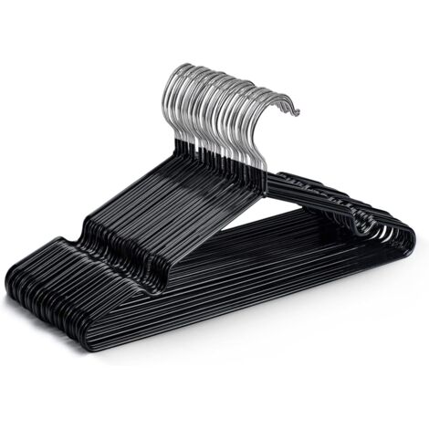 Lot de 20 cintres en métal noir de haute qualité, 30 x 17 x 0,35 cm, gain de place, adaptés aux armoires (1/5)