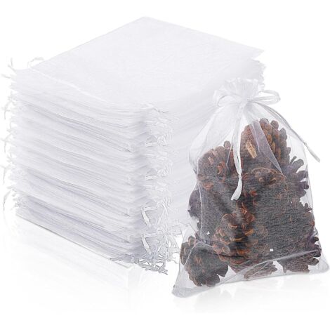 Lot de 100 filets blancs pour arbres fruitiers (17 x 23 cm), filets pour protéger les fruits, sacs réutilisables en organza (1/5)