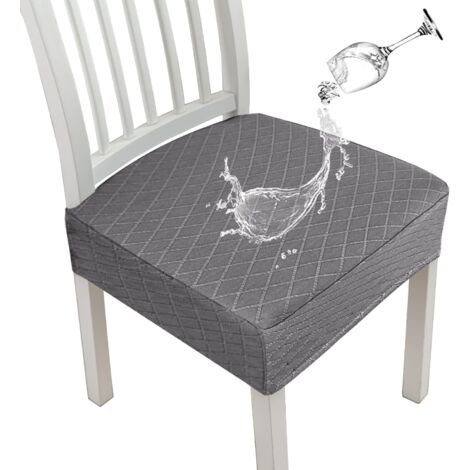 Lot de 6 housses de chaise de salle à manger extensibles en maille diamantée gris clair 35 x 35 x 5 cm (1/5)