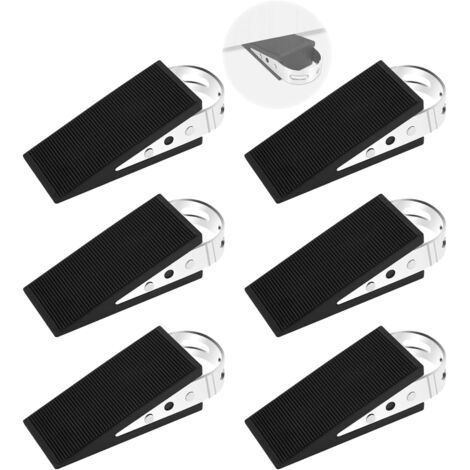 Lot de 6 butées de porte en caoutchouc (9,5 x 5 x 3,2 cm), butée de porte avec poignée en acier inoxydable, cale-porte double face antidérapante et antivol (1/5)