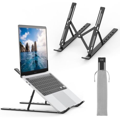 Support d'ordinateur noir 18 pouces 1825.515cm 1 ordinateur portable réglable pliable en alliage d'aluminium léger et stable (1/5)