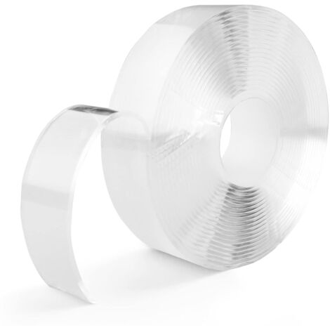 Ruban adhésif double face nano 1 mm d'épaisseur 20 mm de large 1 m de long 1 pièce avec colle magique adhésive transparente pour coller des objets (1/5)