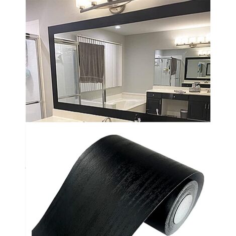 Papier peint autocollant imitation bois, noir, 8 cm x 5 m, imperméable, frise décorative amovible pour les murs de la cuisine ou de la salle de bain. (1/5)