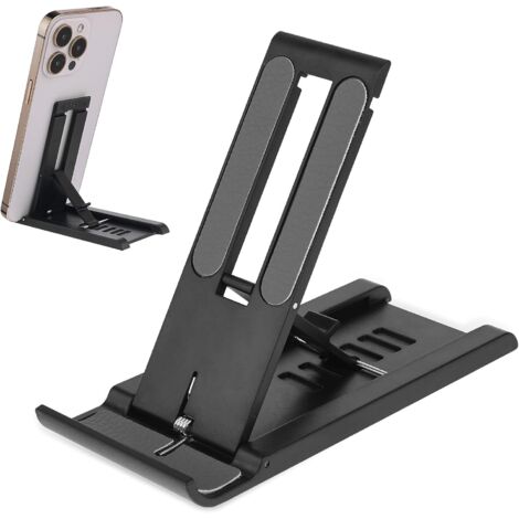 Support de téléphone portable pliable 6 vitesses, mini support de tablette portable, support de bureau, support de téléphone portable compatible avec les téléphones portables et les tablettes, noir (1/5)