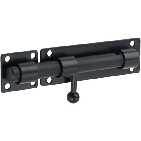 Loquet de porte extérieur, verrou de porte coulissant, serrure à barillet avec trou pour cadenas, finition noir mat en acier inoxydable (cadenas non inclus) (1/4)