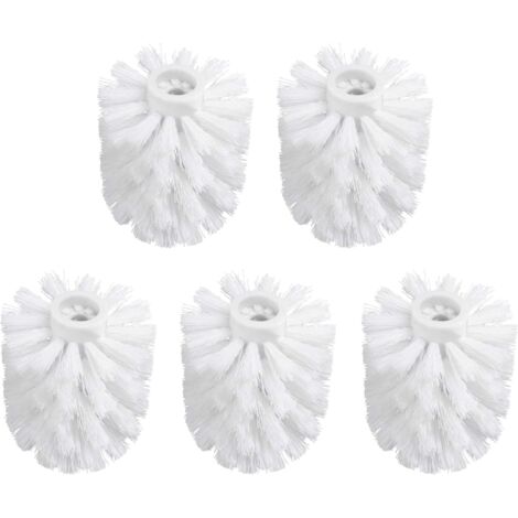 Tête de brosse WC de rechange, lot de 5, blanc, filetage 16 mm, diamètre 7 x 9,5 cm (1/3)