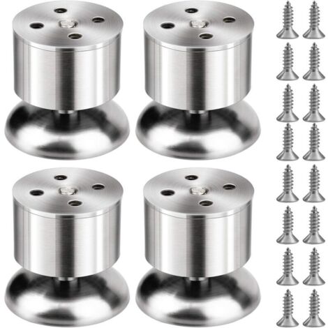 4 pièces pieds d'armoire en acier inoxydable, pieds de meubles de cuisine réglables avec vis (hauteur réglable de 0 à 10 mm) (1/5)
