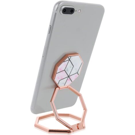 Support de téléphone portable pliable en métal, rotation à 360°, compatible avec la plupart des smartphones (marbre rose rouge) (1/5)