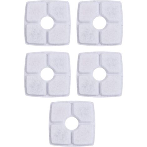 5X Filtre Fontaine Eau Chat Résine Charbon Actif 4 Couches Filtration Mousse Chien Animal Universel, 124x124mm