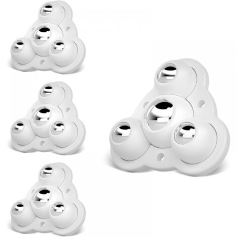 Mini roulette de meuble, petite roulette de meuble, roulette universelle pivotante à 360° en acier, roulette plate (blanc, 4 pièces) (1/3)